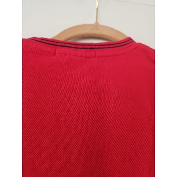 VTG .1990s Polo Ralph Lauren Shirt Mens Sz M Red V-neck Pony Single Stitch - Picture 8 of 11